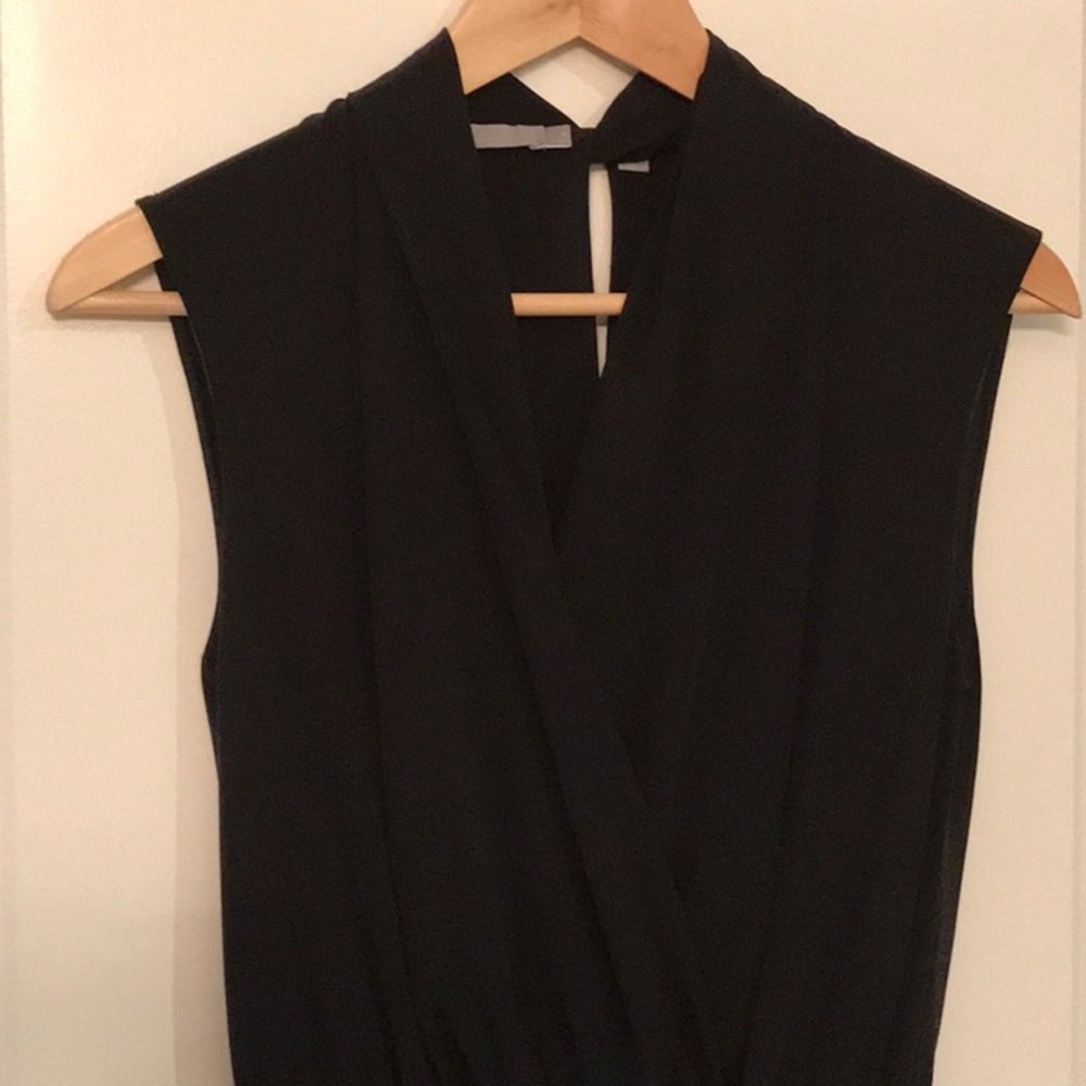Versatile black silk mid-length dress